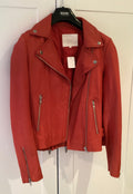Maje Red Leather Biker Jacket Size 36