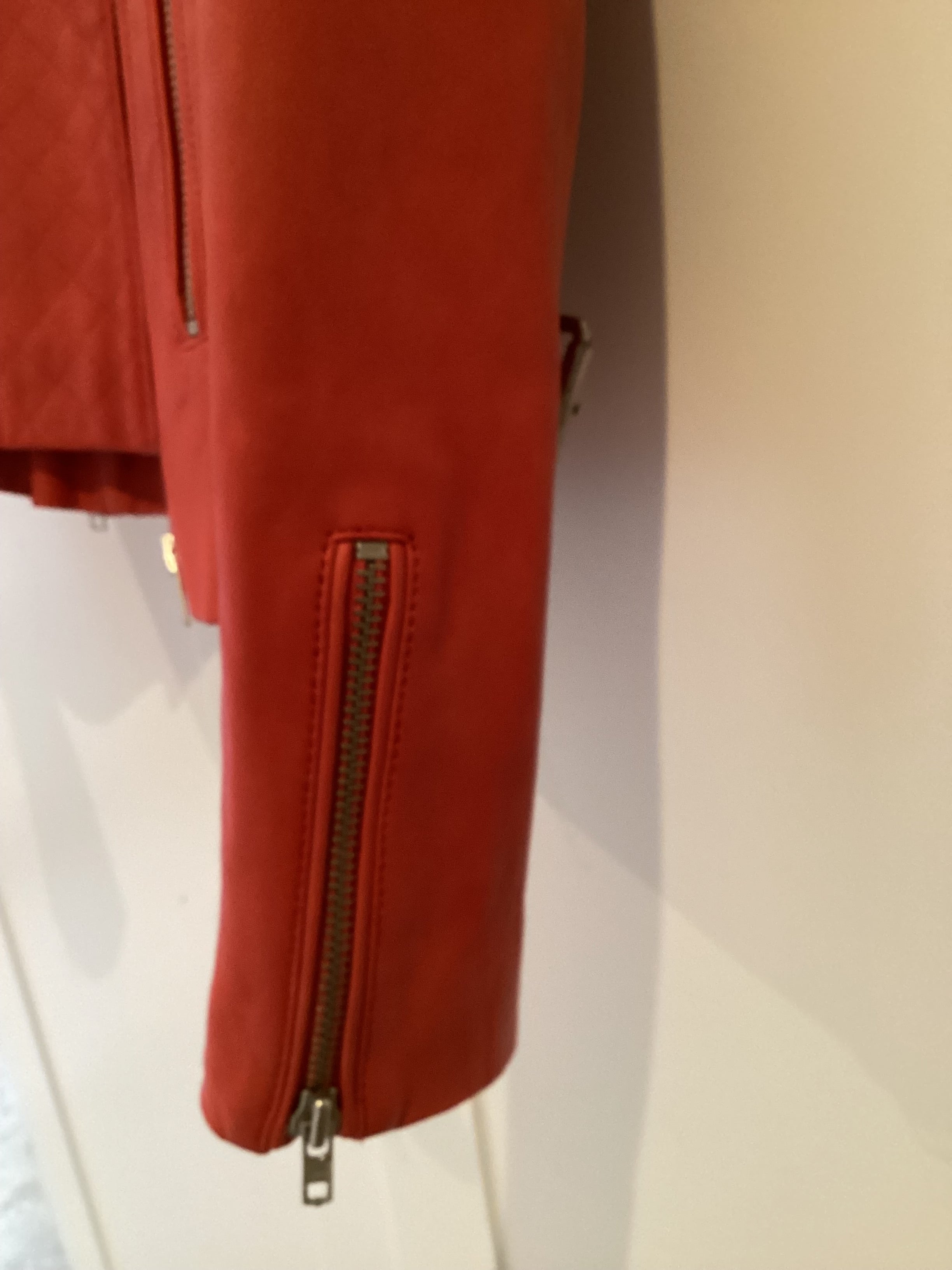 Maje Red Leather Biker Jacket Size 36