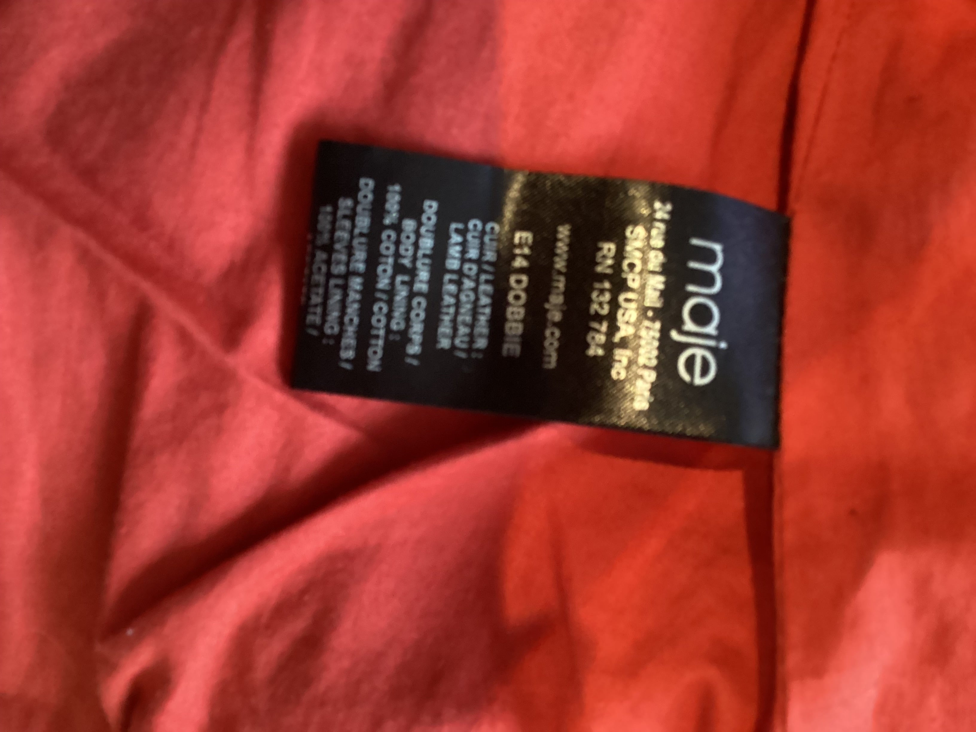 Maje Red Leather Biker Jacket Size 36