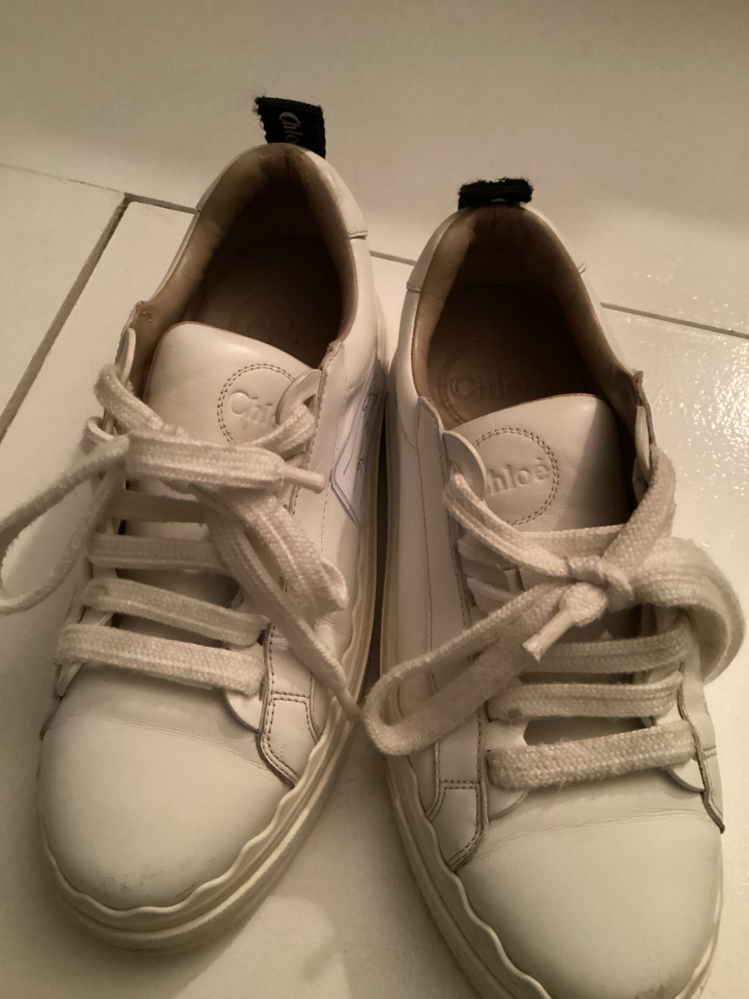 Chloé White Leather ‘Lauren’ Trainers Size 37