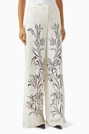 Marella Cream Floral Trousers Size 18