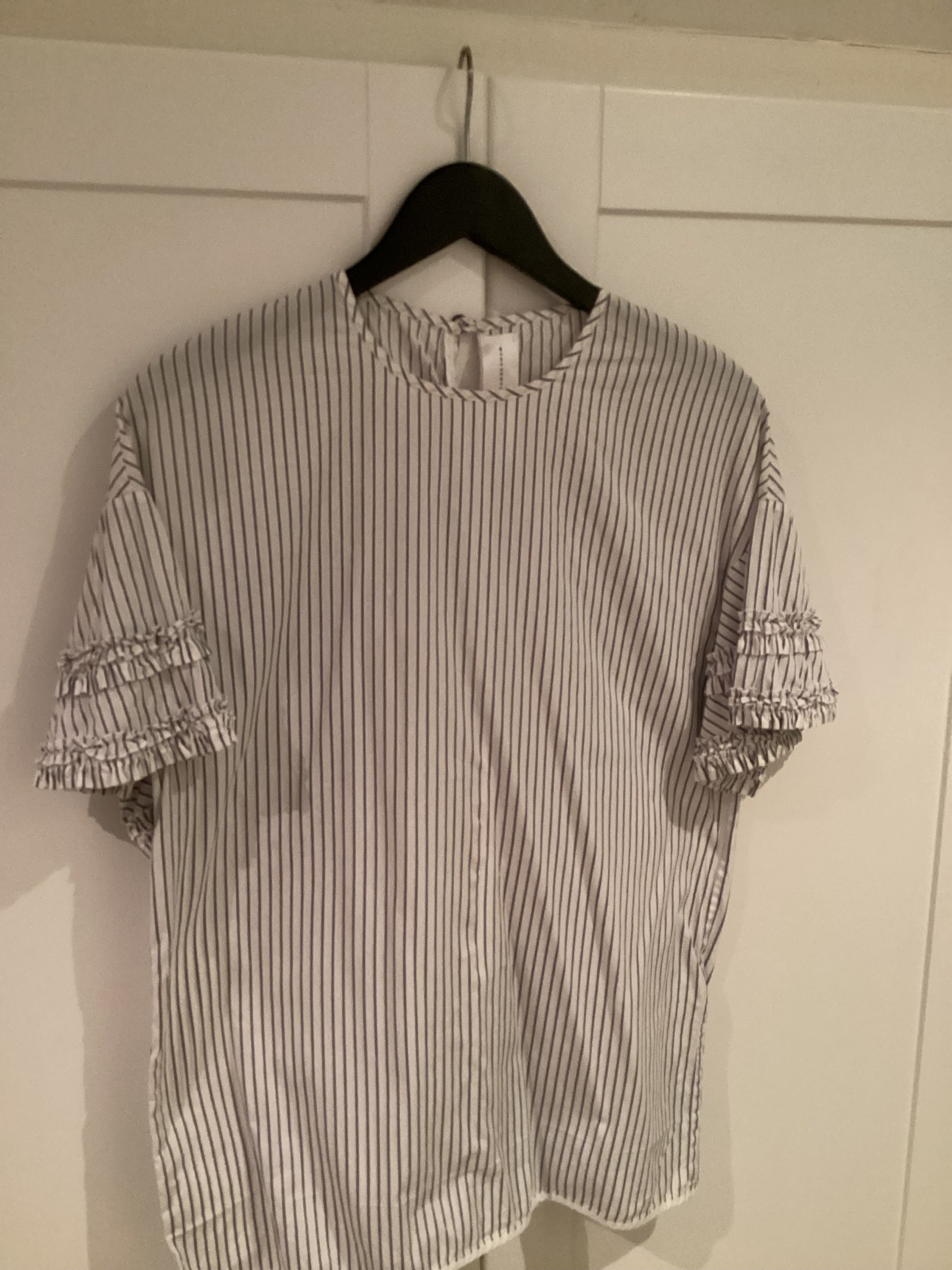 Victoria Beckham Striped Ruffle Top Size 10