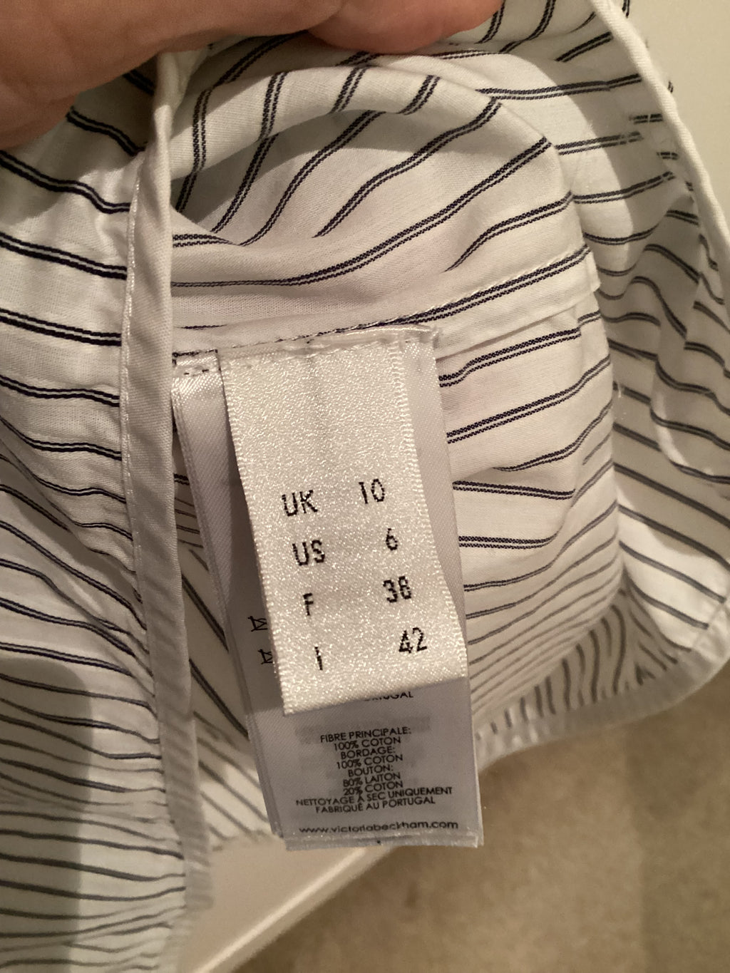 Victoria Beckham Striped Ruffle Top Size 10